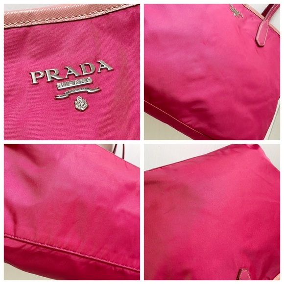 Prada pink Tessuto nylon and leather shoulder tote bag - Picture 6 of 14